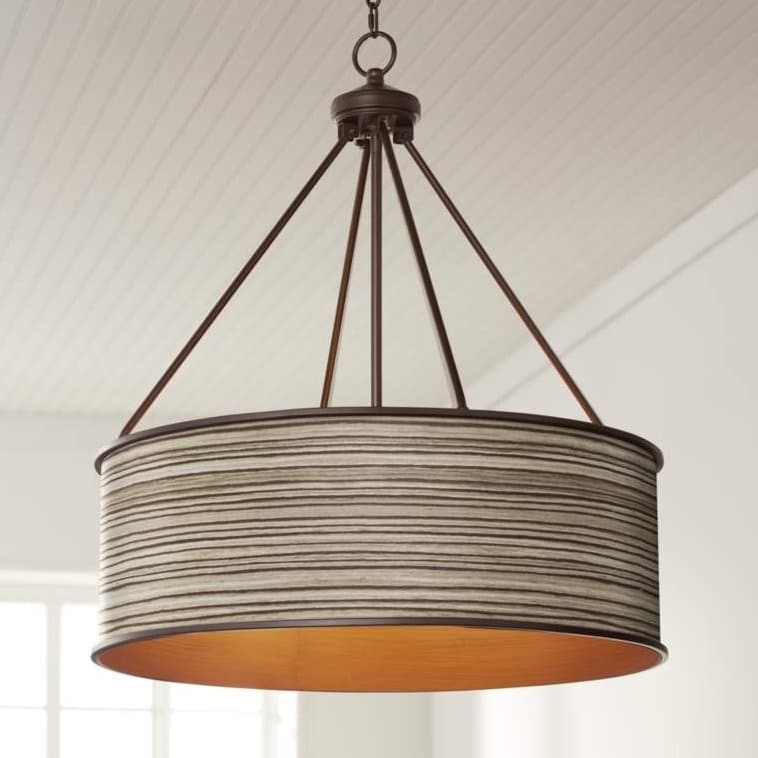 Julie Bronze Pendant Light in Cedar Zebra Wood - HER Home Design Boutique